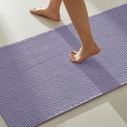 TYUU Bathroom Rugs Non Slip Washable, Super Absorbent Thin Bath Mat Quick Dry Low Pile Bathroom Rug, Lavender 20"x48"