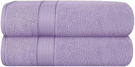 GLAMBURG 700 GSM Premium Cotton 2-Pack Oversized Extra Large Bath Sheet Set - 100% Combed Cotton - 2 Bath Sheets 35x70 - Luxury Hotel & Spa Quality - Durable Ultra Soft Highly Absorbent - Purple