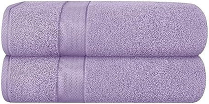GLAMBURG 700 GSM Premium Cotton 2-Pack Oversized Extra Large Bath Sheet Set - 100% Combed Cotton - 2 Bath Sheets 35x70 - Luxury Hotel & Spa Quality - Durable Ultra Soft Highly Absorbent - Purple