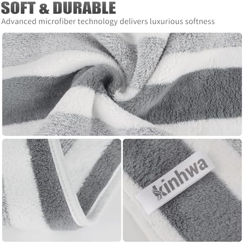 KinHwa Hand Towels for Bathroom, Microfiber Face Towels, 11x20 Inch, 2 Pack