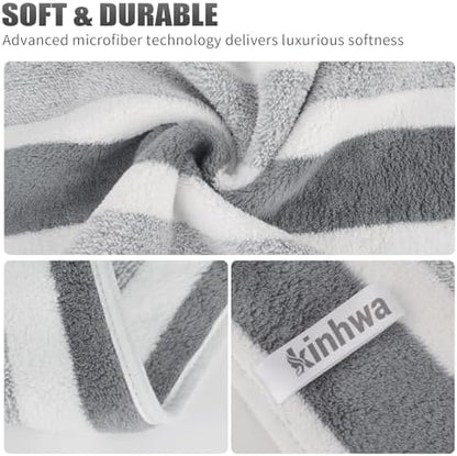 KinHwa Hand Towels for Bathroom, Microfiber Face Towels, 11x20 Inch, 2 Pack