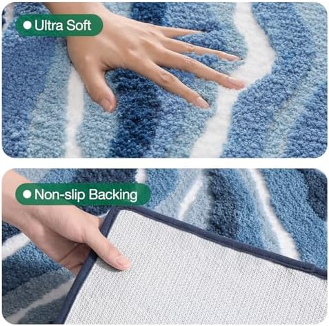LUMI Coastal Bathroom Rug Soft Microfiber Absorbent Bath Mat 20x32