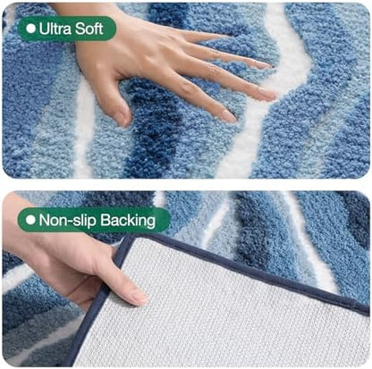 LUMI Coastal Bathroom Rug Soft Microfiber Absorbent Bath Mat 20x32