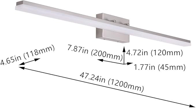 mirrea 48in Modern LED Vanity Light for Bathroom Lighting Dimmable 46w Brushed Nickel (Warm White 3000K)