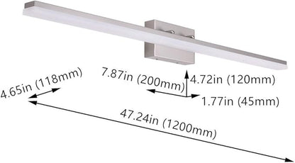 mirrea 48in Modern LED Vanity Light for Bathroom Lighting Dimmable 46w Brushed Nickel (Warm White 3000K)