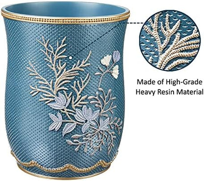 Zahari Home 2pc Capri Bathroom Decor Set Waste Basket for Bathroom & Tissue Cover Modern Classic Decor Stylish Unique Design Beautiful Royal Blue Bathroom Accessories Set