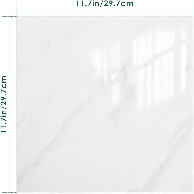 VallisCo Peel and Stick Backsplash Tiles 20 Sheets 12''x12'' PVC Self Adhesive Wall Tiles Back Splash Wall Panels Stick on Backsplash for Kitchen Bathroom Laundry Room, White