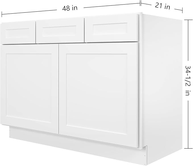 Furinno Shaker 2-Drawer Bath Vanity Cabinet Without Top, Ready to Assemble, 21 D x 48 W x 34.5 H, White