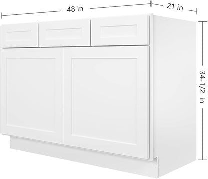Furinno Shaker 2-Drawer Bath Vanity Cabinet Without Top, Ready to Assemble, 21 D x 48 W x 34.5 H, White