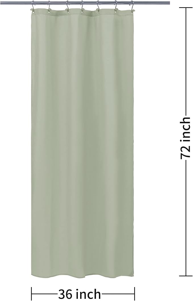 ALYVIA SPRING Stall Waterproof Fabric Shower Curtain or Liner Sage, 36x72 | 2 Magnets, Soft Cloth & Hotel Quality, Machine Washable, Light-Weight, Stall Size