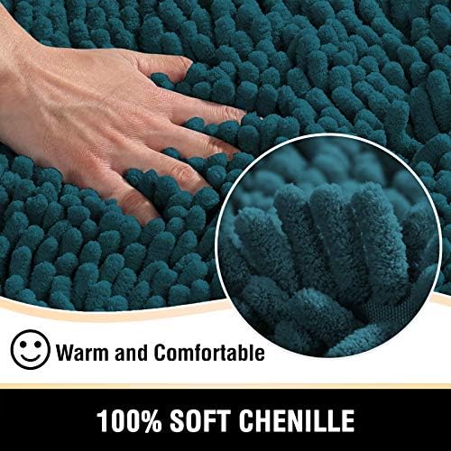 H.VERSAILTEX Bathroom Rugs Non Slip Luxury Chenille Bathroom Mat 24x47 Extra Soft and Absorbent Shaggy Rugs Washable Dry Fast Area Carpet Mats for Bath Room, Tub - Dark Teal
