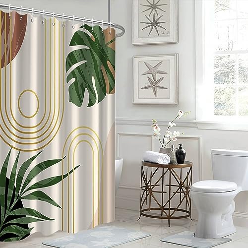 Boho Sage Green Shower Curtain for Bathroom 72x84 Inch