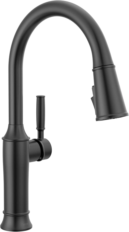 Delta Renaldi Kitchen Faucet with Pull Down Sprayer, Matte Black Kitchen Sink Faucet, Delta ProClean Kitchen Faucet, Pull Down Kitchen Faucet, Matte Black 9184-BL-DST