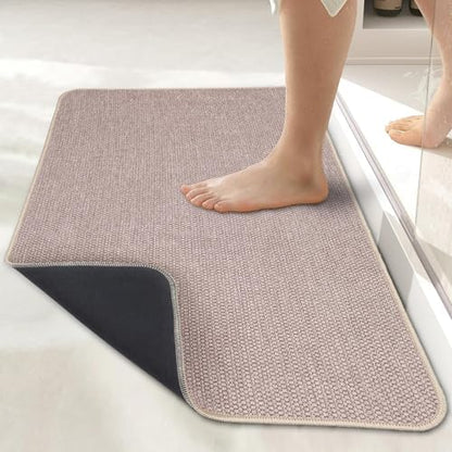 Bosap Bath Mat,Ultra Thin Bathroom Runner Rugs,Large Bath Mats for Bathroom,Quick Dry,Non-Slip,Machine Washable,Low Pile,Bath Rug,Shower Outside,Sink,Home Decor Accessories.Beige,2'x6'(24x72inch)