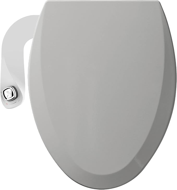 Bio Bidet by Bemis 1500EC Toilet Seat with Perfect Fit, Fresh Water Spray, Non-Electric, Easy to Install Bidet, ELONGATED, Silver
