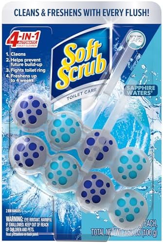 Soft Scrub 4-in-1 Rim Hanger Toilet Bowl Cleaner, Sapphire Waters, 2 Count (Pack of 6)