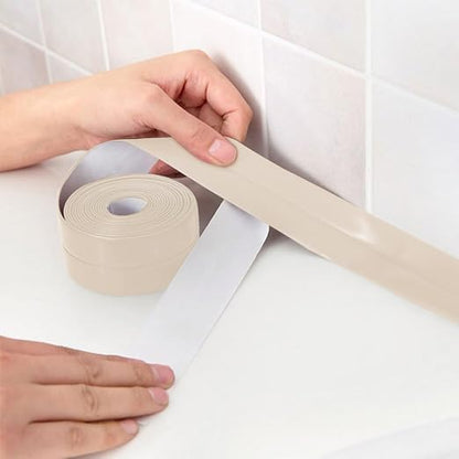 Beige Caulk Tape Self Adhesive Caulking Strip Waterproof Peel & Stick Seal Toilet Bathroom Sink Bathtub Wallpaper Border Tile Floor Wall Edge Protector Decor, Easy to Install, Bathroom Accessories