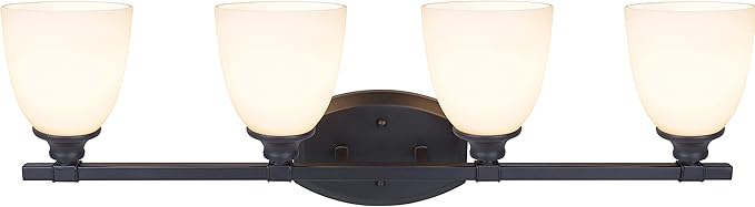 Aspen Creative 62213, Four-Light Metal Bathroom Vanity Wall Light Fixture, 30-3/4" Wide, Transitional Design in Oil Rubbed Bronze