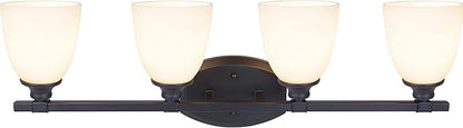 Aspen Creative 62213, Four-Light Metal Bathroom Vanity Wall Light Fixture, 30-3/4" Wide, Transitional Design in Oil Rubbed Bronze