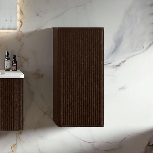 Floating Bathroom Side Cabinet, Wall Mounted Modern Storage Cabinet for Small Space, Apartment, Hotel, Brushed Black Oak, Fully Assembled - Camellia Collection