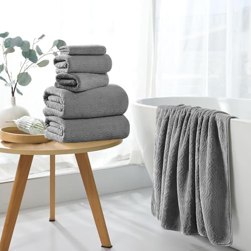 4 Piece Extra Large Bath Towel 35"x70" Oversized Bath Sheet Grey Bath Towel Set for Bathroom Ultra Soft Cozy Highly Absorbent Quick Dry Bathroom Towel for Spa Gym Hotel,Shower Towel for Daily Use