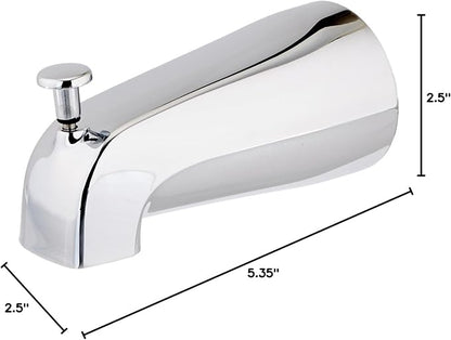 EZ-FLO 5-3/8 Inch Nose Diverter Tub Spout, 1/2 Inch IPS Connection, Chrome Finish, 15083