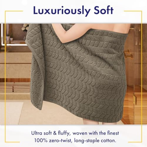 Alusa Home Ultra Soft & Stylish 700 GSM Luxury Bath Towels - 100% Zero-Twist, Long-Staple Cotton - Remarkably Absorbent & Quick Drying - 6 Piece Towel Set (Taupe)