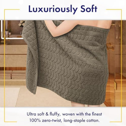 Alusa Home Ultra Soft & Stylish 700 GSM Luxury Bath Towels - 100% Zero-Twist, Long-Staple Cotton - Remarkably Absorbent & Quick Drying - 6 Piece Towel Set (Taupe)