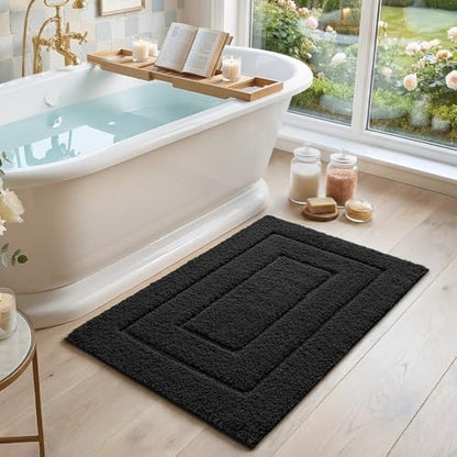 DEXI Bathroom Rugs 32x20, Non-Slip and Absorbent Bath Mat, Black