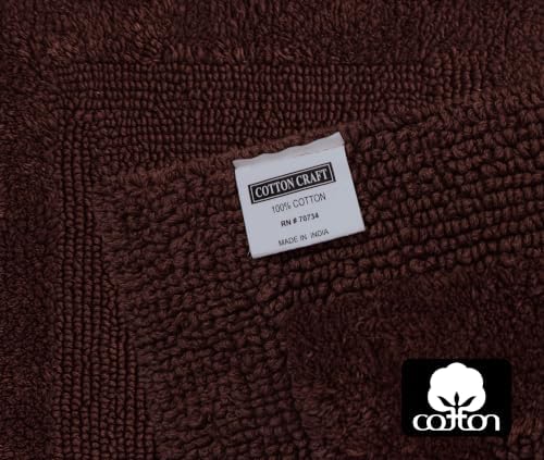COTTON CRAFT Bath Rugs - 2 Pack Large 20x30 Soft Plush Bath Mats - Brown