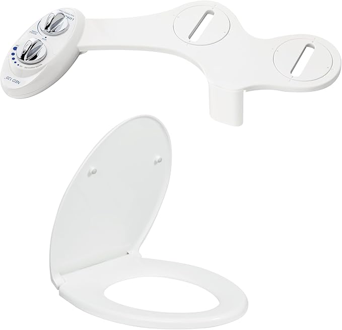 LUXE Bidet NEO 120 White and Elongated Toilet Seat Bundle