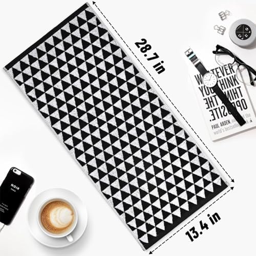Jacquotha Black Hand Towels for Bathroom & Kitchen (Geometric Triangle)