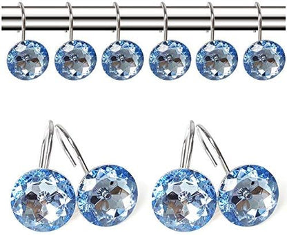 12 Pcs Bling Rhinestones Shower Curtain Hooks Bathroom Rolling Hooks