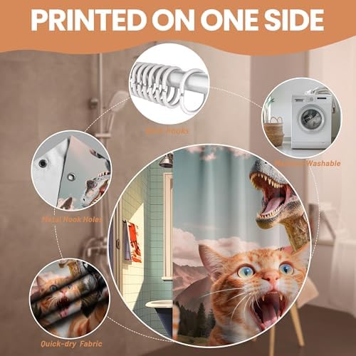 Small Stall Shower Curtain Rv Funny Cat Monkey, 36 x 72 Inchs