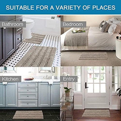 H.VERSAILTEX Bathroom Rugs Bath Rug Set 2 Piece Bathroom Contour Rug Toilet Mat Sets Non Slip Contour Bath Rug Ultra Thick Water Absorbent Striped Bath Mats Washable(36" x 24" Plus 20" x 24" U, Taupe)