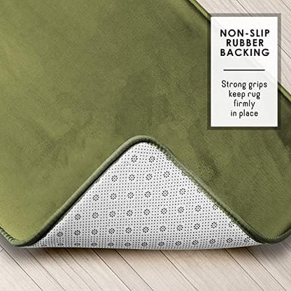 Clara Clark Bathroom Rugs, Velvet Memory Foam Bath Mat, Non-Slip, Machine Washable Bath Rugs - Dries Quickly, Ultra Soft Plush Bath Mats for Bathroom, 20 x 32, Sage Green