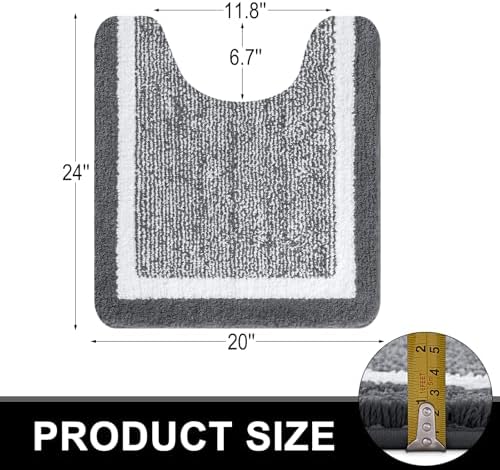 OLANLY Toilet Rugs U-Shaped 24x20, Absorbent Microfiber Bath Mat, Dark Grey