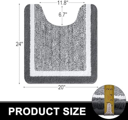 OLANLY Toilet Rugs U-Shaped 24x20, Absorbent Microfiber Bath Mat, Dark Grey