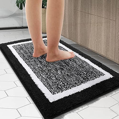 OLANLY Bathroom Runner Rugs 59x20, Extra Long Bath Mats for Bathroom, Black