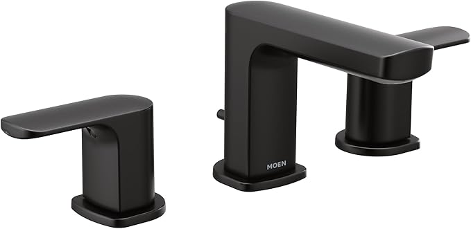 Moen Rizon Matte Black Two-Handle Widespread Bathroom Faucet, Valve Required, T6920BL