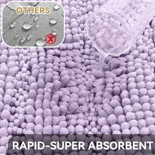 Bcoimo Bath Rug Mat,Chenille Extra Soft Lavender Bathroom Floor Shower Mats