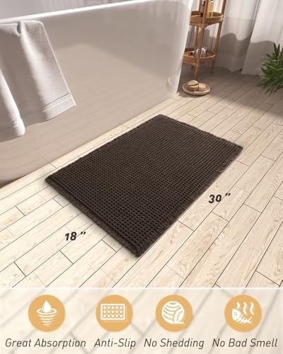 Upgraded Waffle Bath Mat Ultra Absorbent Non Slip Bathroom Mat, 18" x 30"