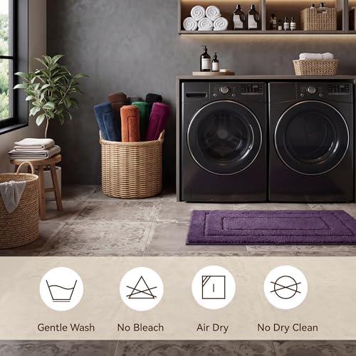 GRANNY SAYS Purple Bathroom Rug 36" x 24", Non-Slip Microfiber Bath Mat