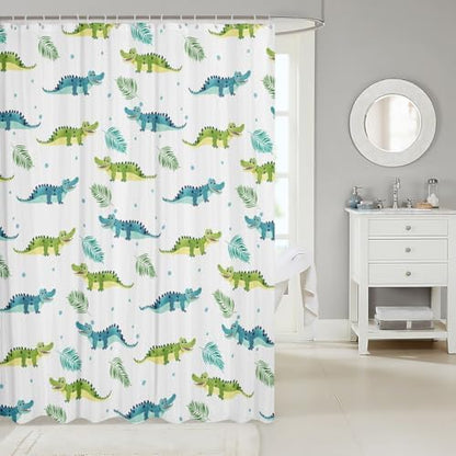 Feelyou Alligator Decor Fabric Shower Curtains Cartoon Australian Crocodile Shower Curtain for Kids Boys Girls Palm Leaves Bathroom Waterproof Accessories with Hooks Cute Wild Animal,72x72 Inches