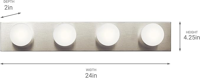 Kichler 624NI Linear Bath 24-Inch, Brushed Nickel (Pack of 4)