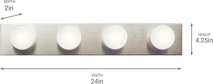 Kichler Linear Bath 4-Light Bathroom Vanity Light, Brushed Nickel | Transitional bath bar vanity light for bathroom mirrors (24" x 4.25" x 2"), 624NI