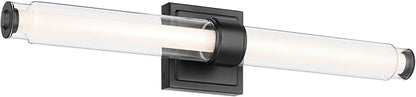 Kichler Laurene LED Bath Bar Light, Black | Linear vanity light with clear glass for bathroom mirrors (26.5" x 5"), 55238BKLED