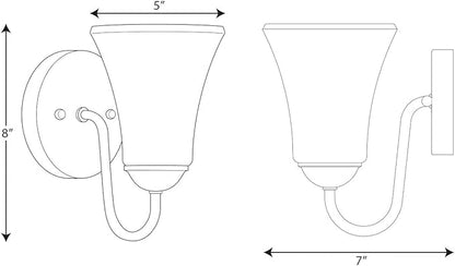 Progress Lighting Classic Collection 1-Light Etched Glass Traditional Bath Vanity Light Matte Black