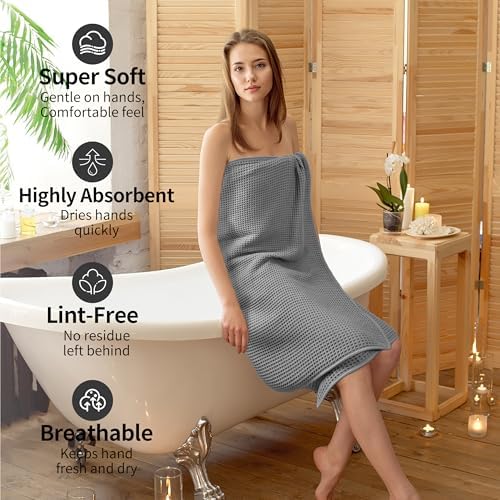 Microfiber Waffle Bath Towels, 4 Pieces, Soft, Absorbent, Fast Drying, Lint Free 430 GSM (27''x55''/68.58 cm x139.7 cm)