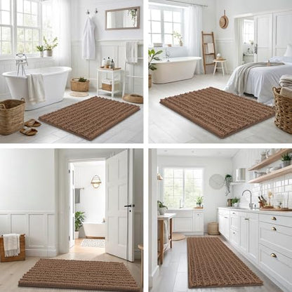Smiry Bathroom Rugs 34X21, Extra Soft Rubber Backing Chenille Bath Mats